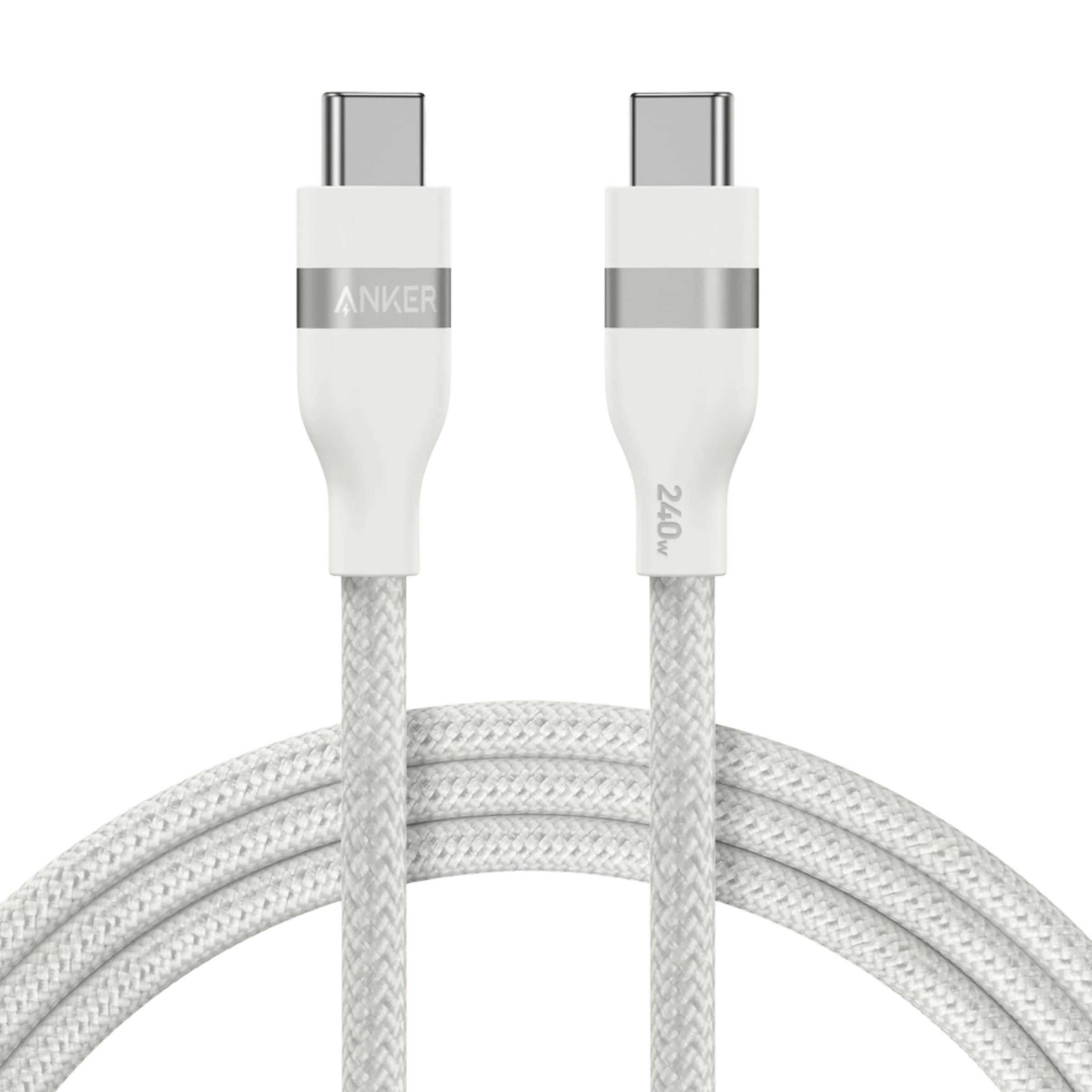 Anker USB-C to USB-C Cable 6ft 240W | White Anker USB-C to USB-C Cable 6ft 240W | White